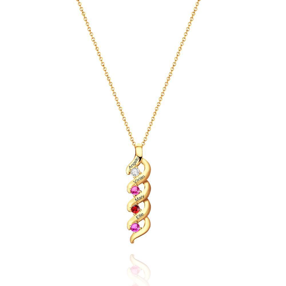 Custom Engraved For Diamond Heart Shape Multiple Birthstone Necklaces A Gift For Her