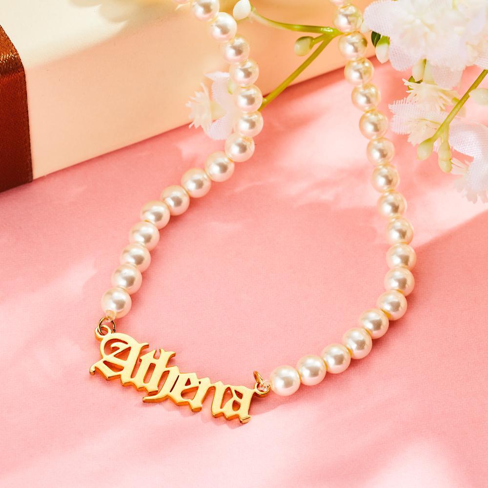 Custom Engraved Necklace Pearl Chain Exquisite Gifts