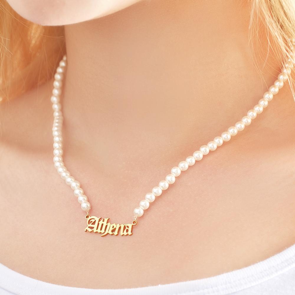 Custom Engraved Necklace Pearl Chain Exquisite Gifts