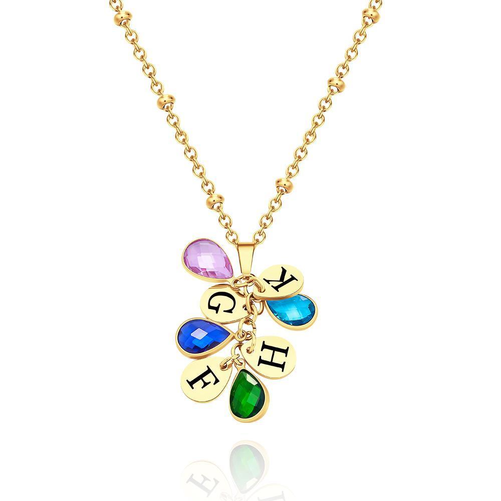Custom Engraved For Diamond Multiple Birthstone Necklaces Gift For Her