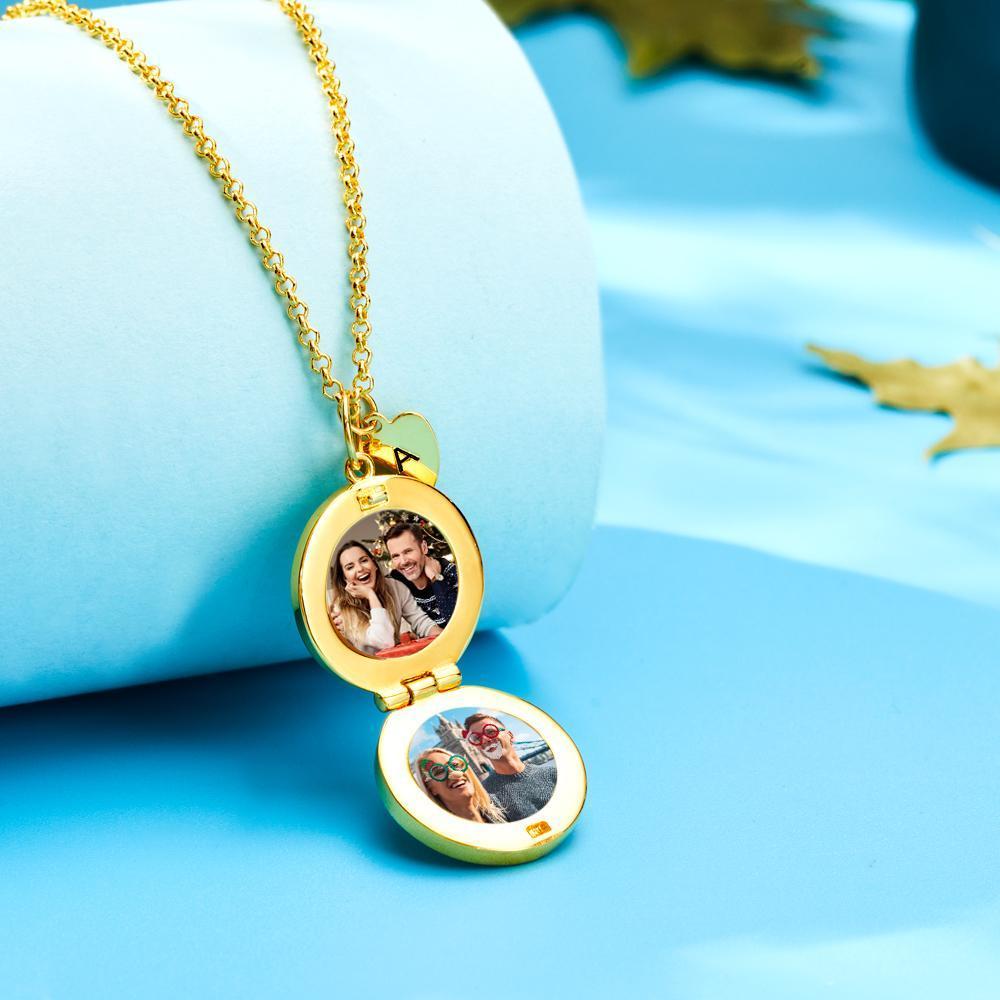 Custom  Photo Engraved Necklace Earth Modeling Flip Photo Creative Gift