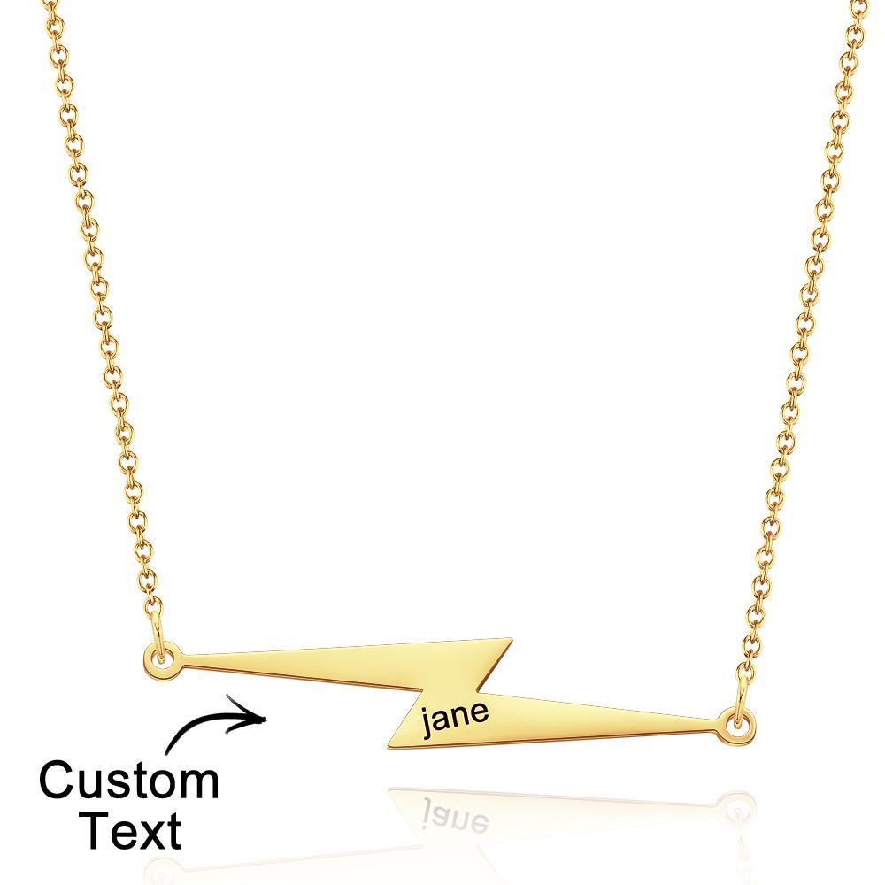 Custom Engraved Necklace Lightning Shaped Versatile Necklace Gift for Her - 