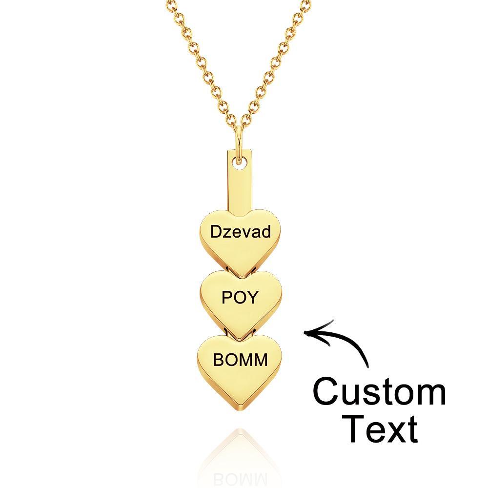 Custom Engraved Necklace Peach Heart Stitching Necklace Gift for Her -
