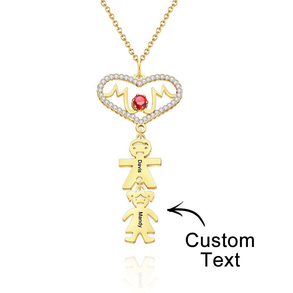 Custom Engraved Necklace Heart Shaped Mother with Child necklace Gift for Mom -