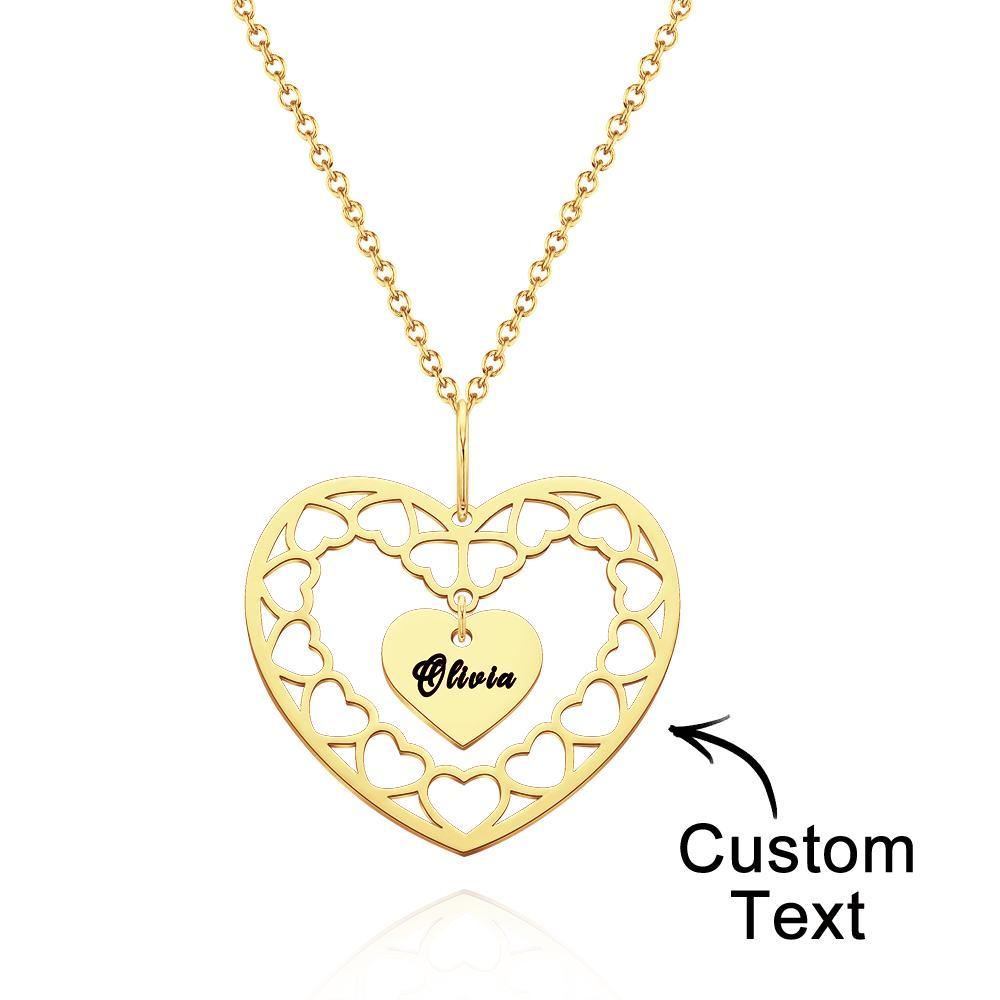 Custom Engraved Necklace Heart Necklace Gift for Her - 