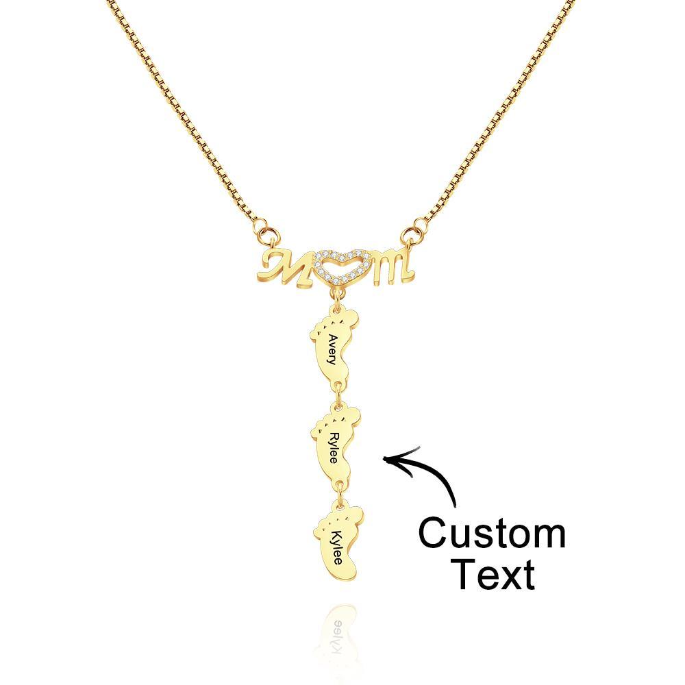 Custom Engraved Necklace Family Feet Mother's Day Gifts - 