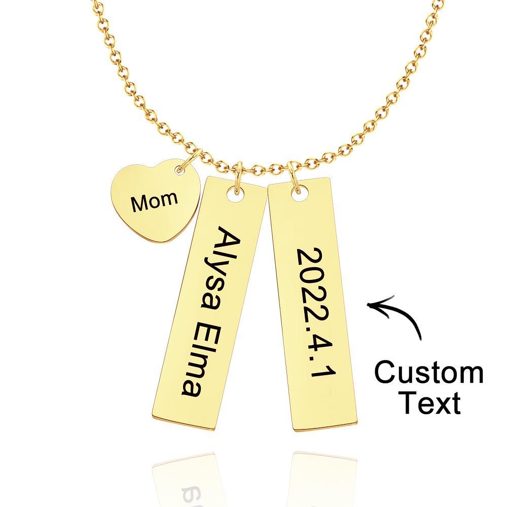 Custom Engraved Necklace Heart Shaped Engraved Necklace Gift for Mom -