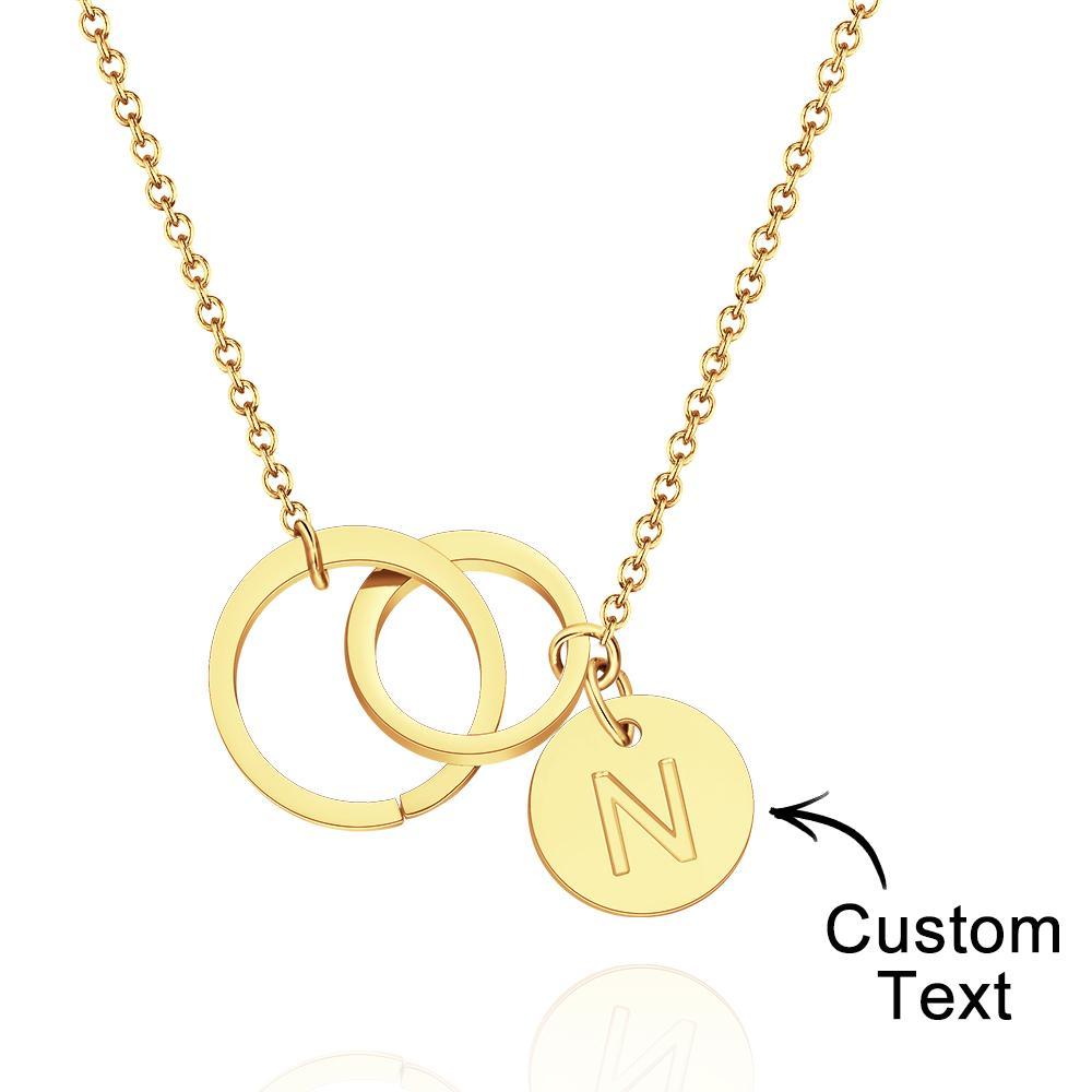 Custom Engraved Necklace Two Interlocking Circles Creative Gifts - soufeelus