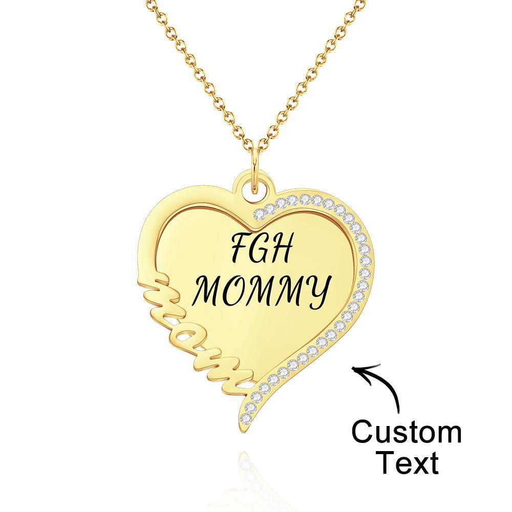 Custom Engraved Necklace Heart Rhinestones Gift for Mother - soufeelus