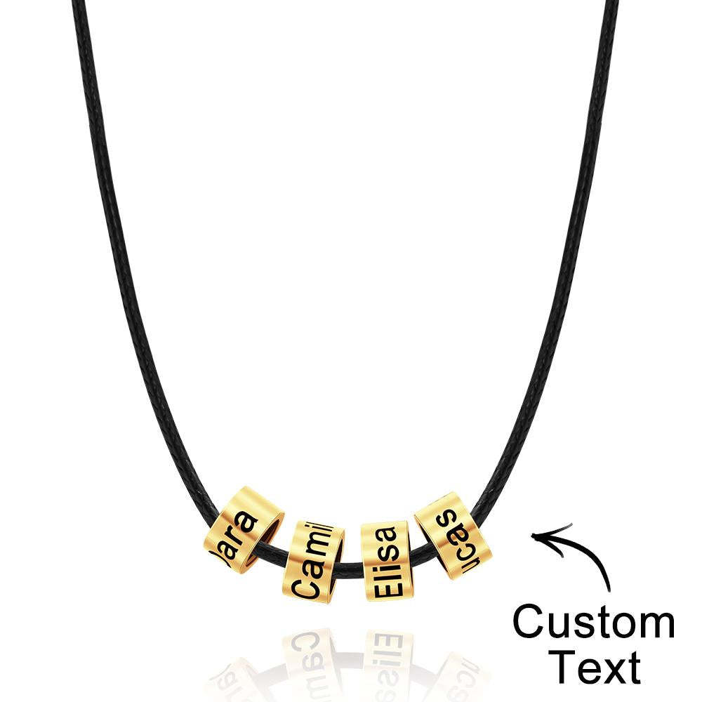 Custom Engraved Necklace Tube Bead Braided Necklace Gift for Men - soufeelus