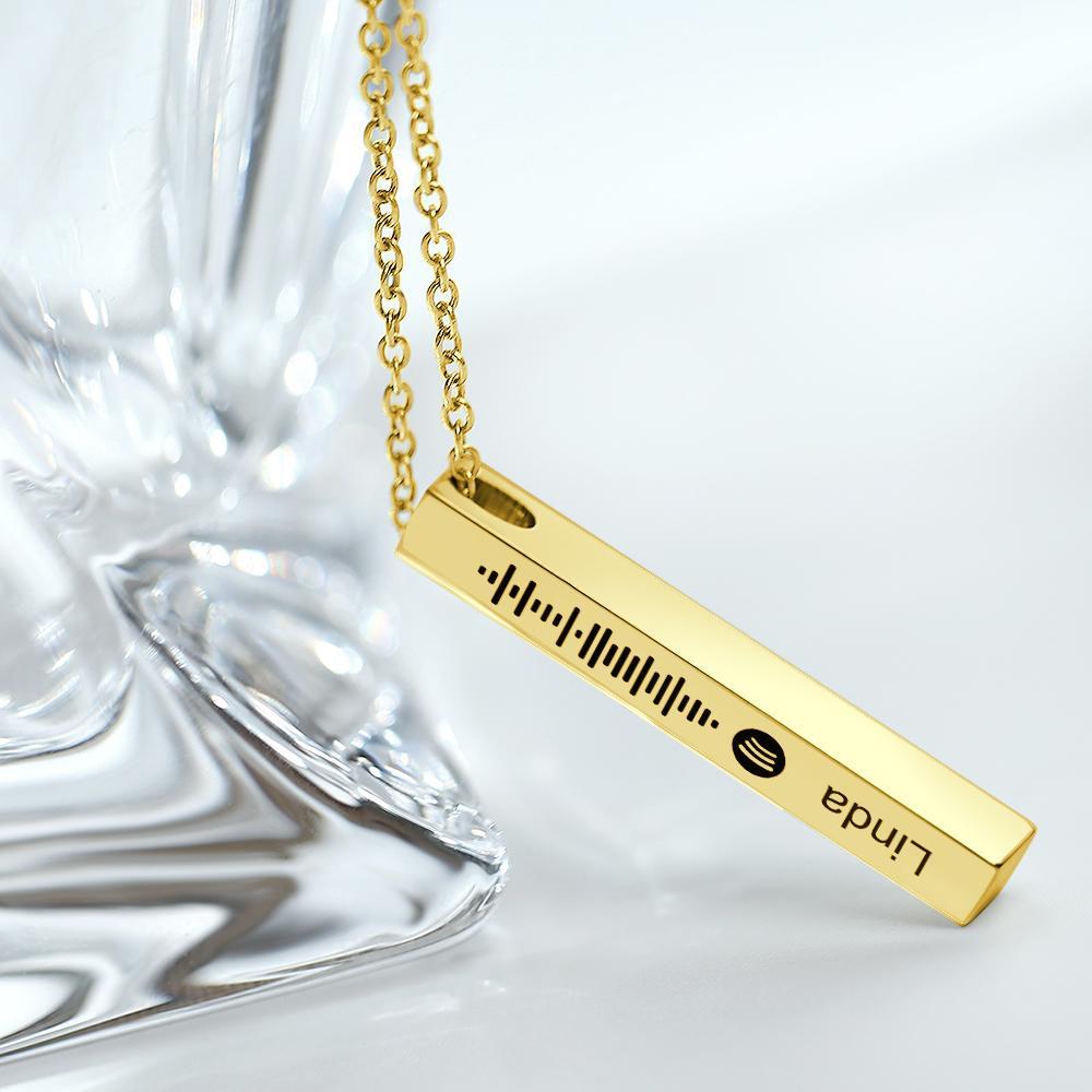 Personalized Custom Music Scan Song Spotify Code Necklace Flexible Square Shaped Bar Necklace Engraved Name Pendant Jewelry Gift - soufeelus