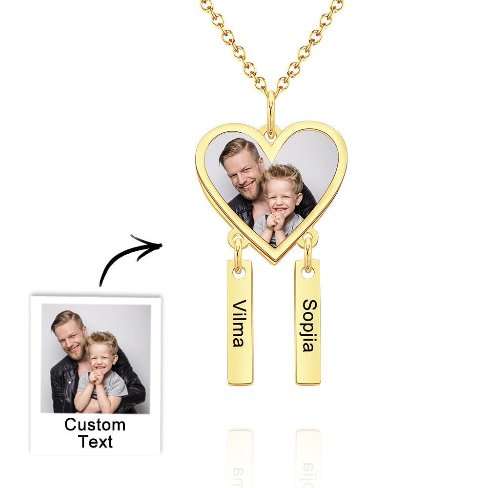 Custom Photo Engraved Necklace Heart Shaped Optional Pendant Necklace - soufeelus