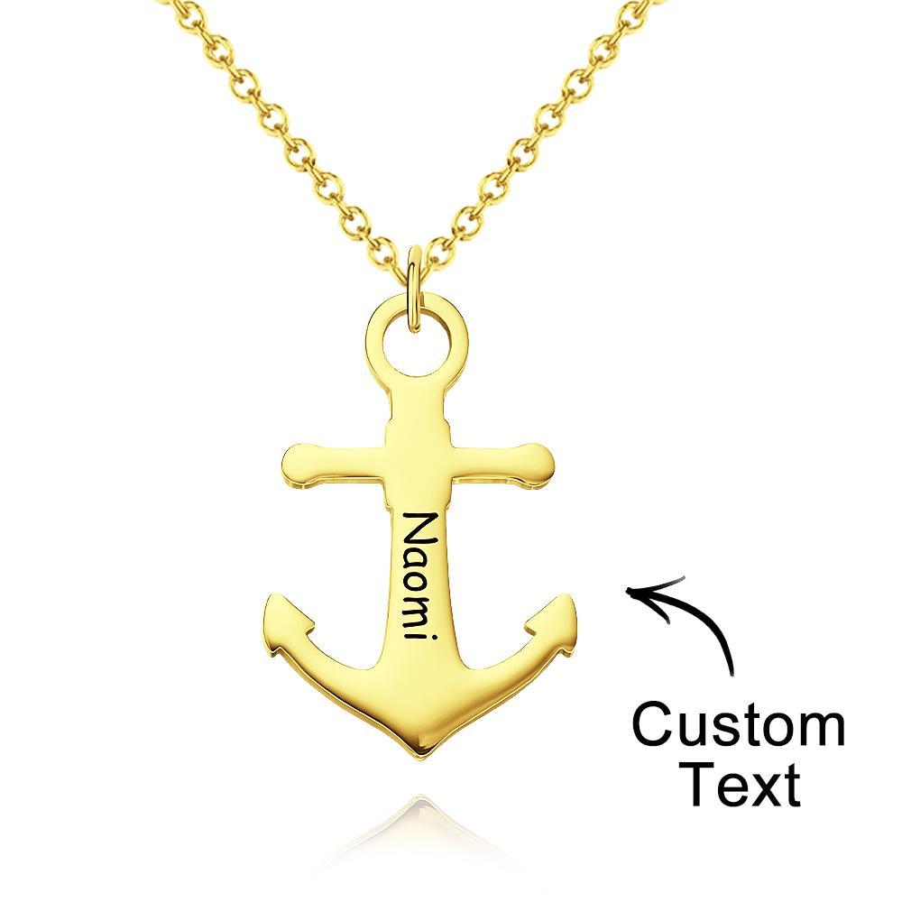 Custom Engraved Necklace Personalized Anchor Necklace Gift for Women - soufeelus