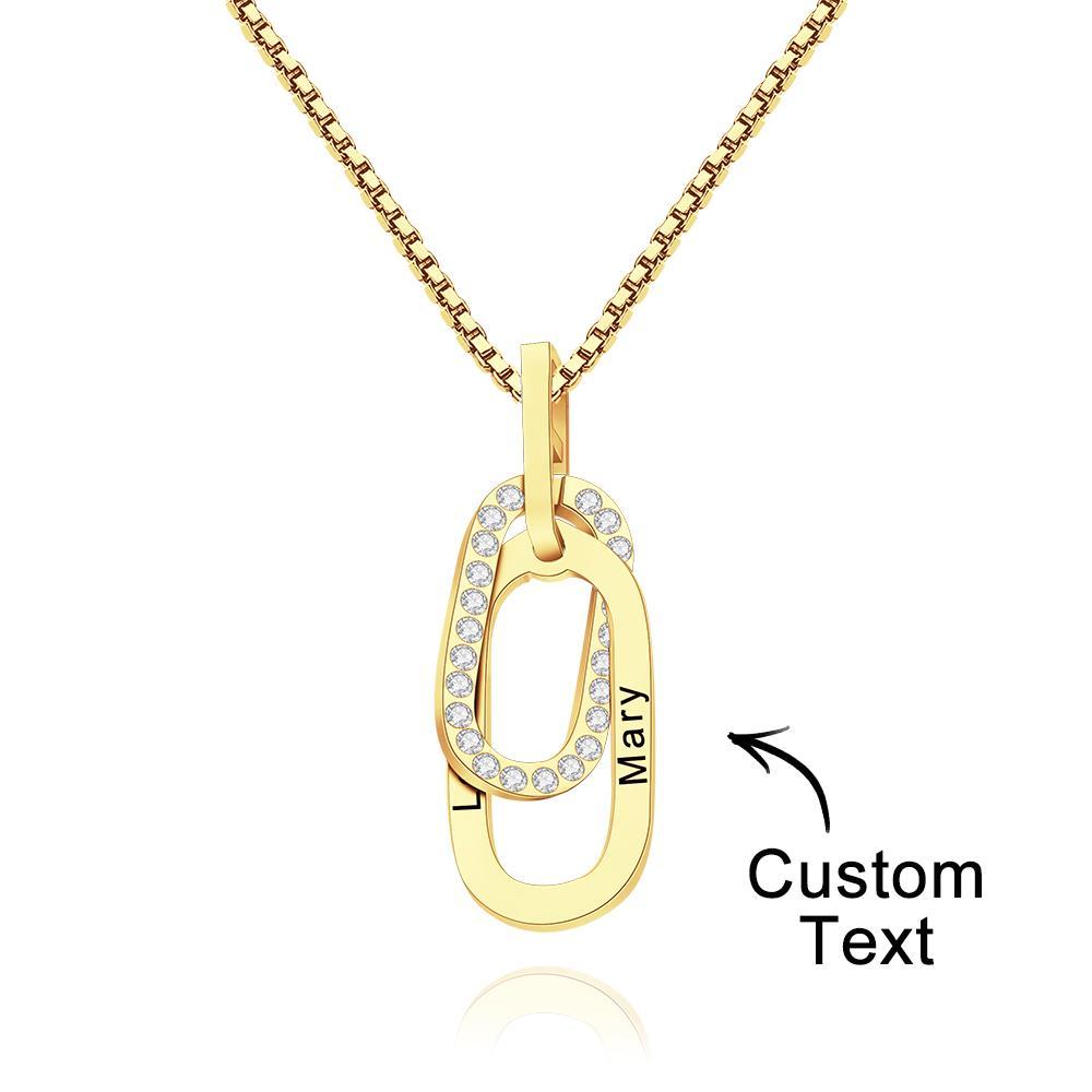 Custom Engraved Necklace Double Ring Necklace Creative Gift for Women - soufeelus