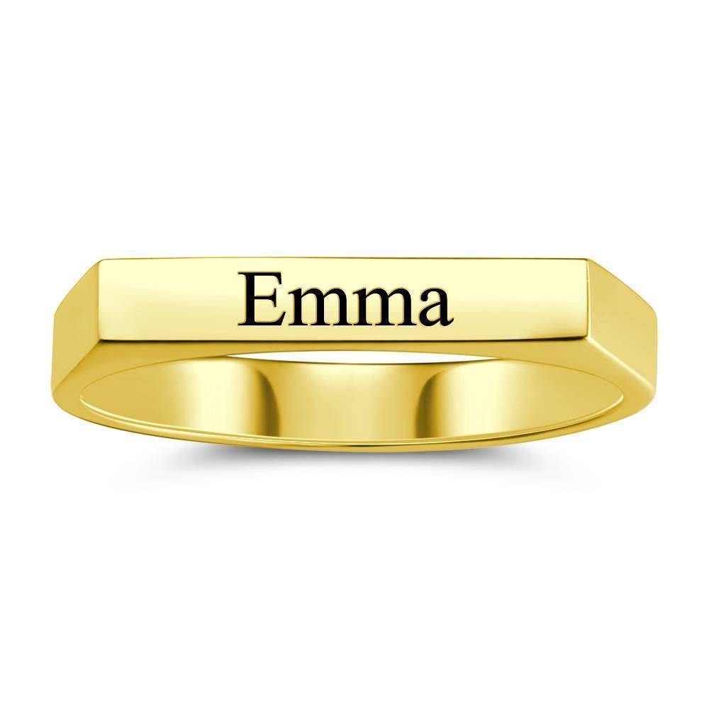 Engraved Bar Ring, Name Ring 14K Gold Plated Elegant Gift - Silver