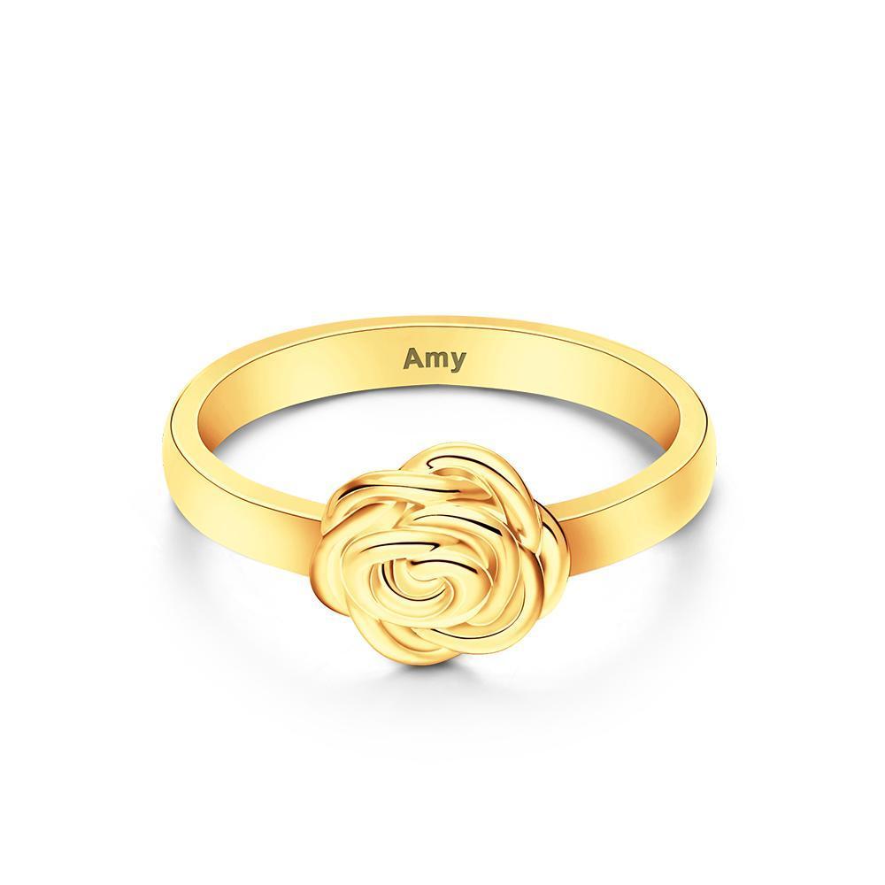 Custom Engraved Ring Rose Ring Gift for Women