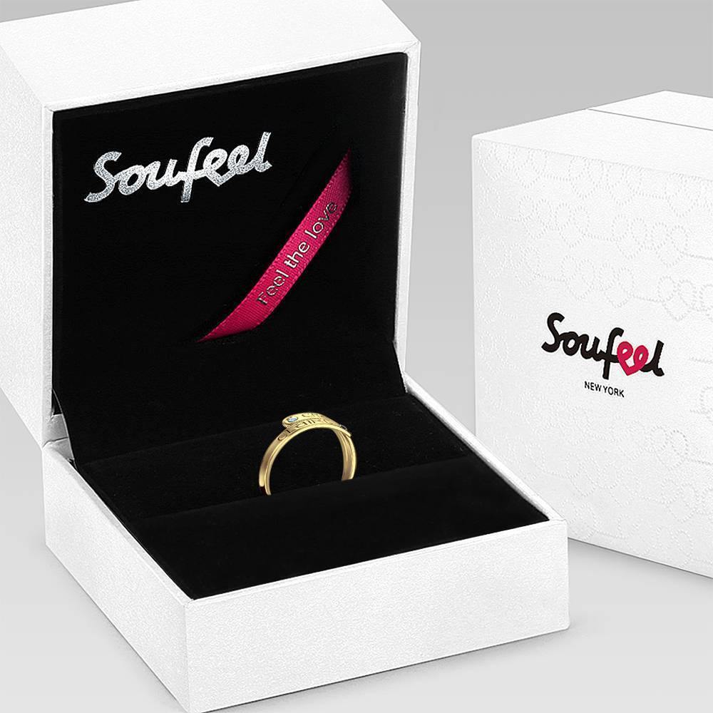 Birthstone Wrap Ring, Engraved Ring I Love You 14K Gold Plated - soufeelus