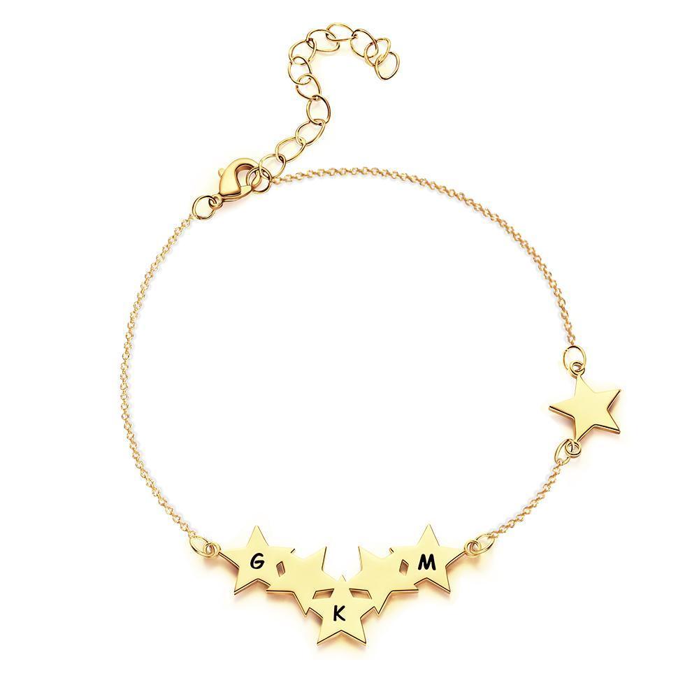 Custom Engraved Alphabet Bracelet Unique Minimalist Star Bracelet