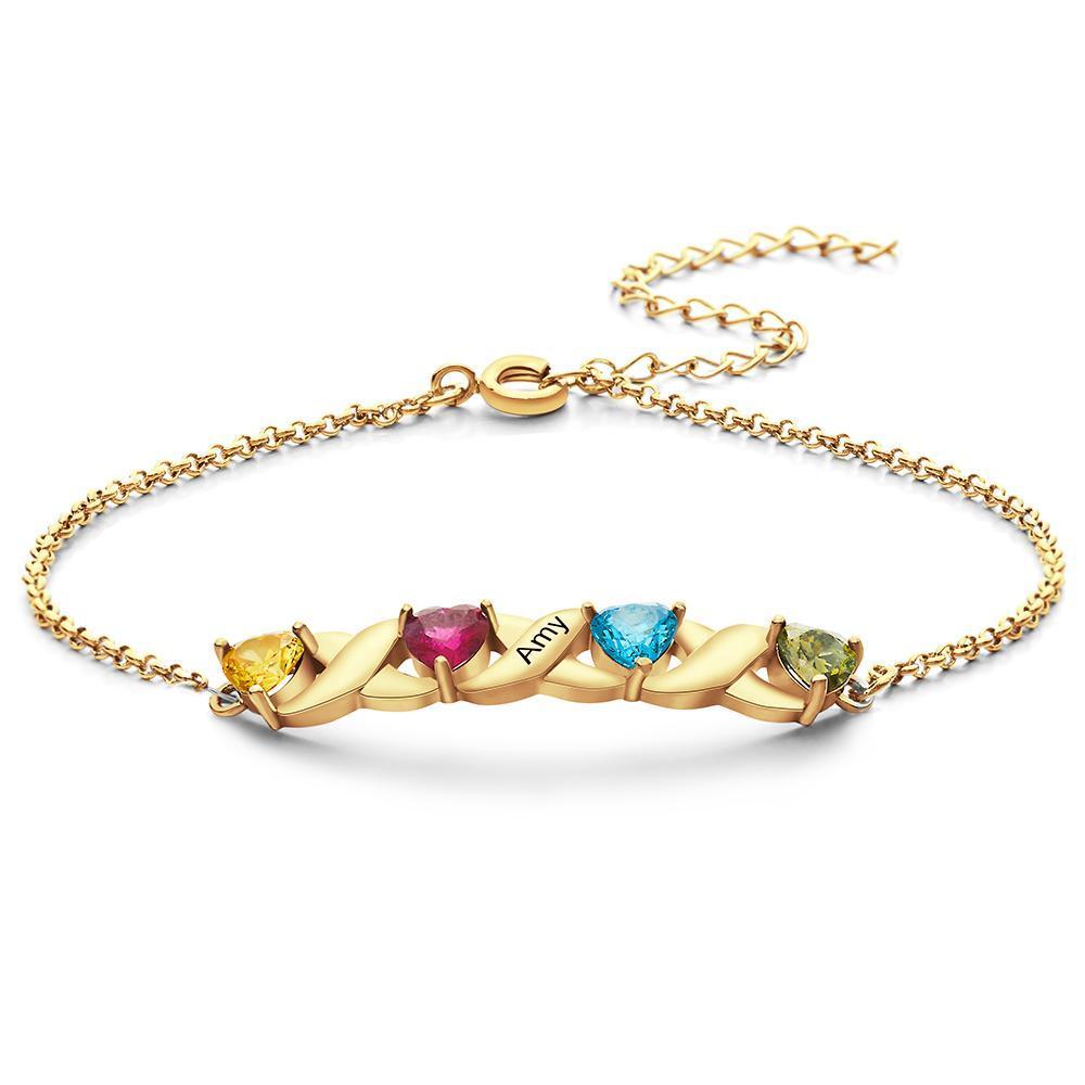 Custom Engraved Bracelet Heart-shaped Diamond Bracelet Gifts for Women