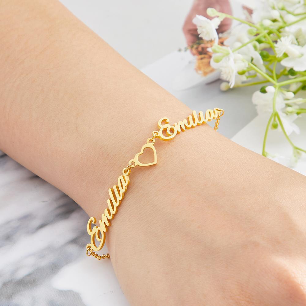 Custom Engraved Bracelet Two Name Bracelet Valentines Day gift for Her