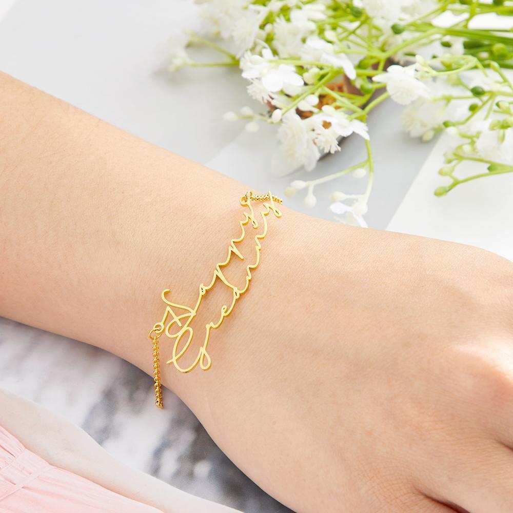 Custom Engraved Bracelet Dainty Name Bracelet for Women