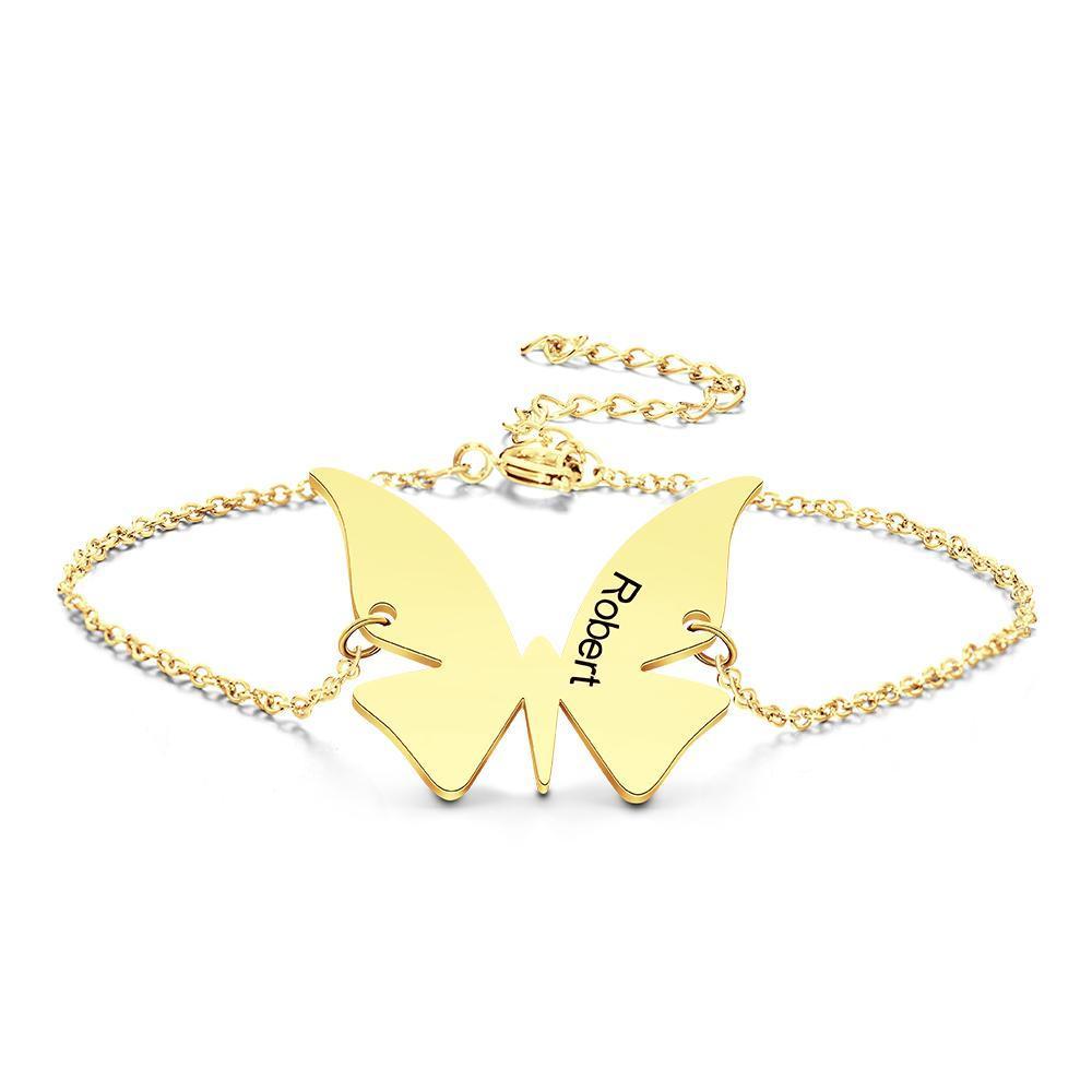 Custom Engraved Modern Butterfly Bracelet Gift for Her