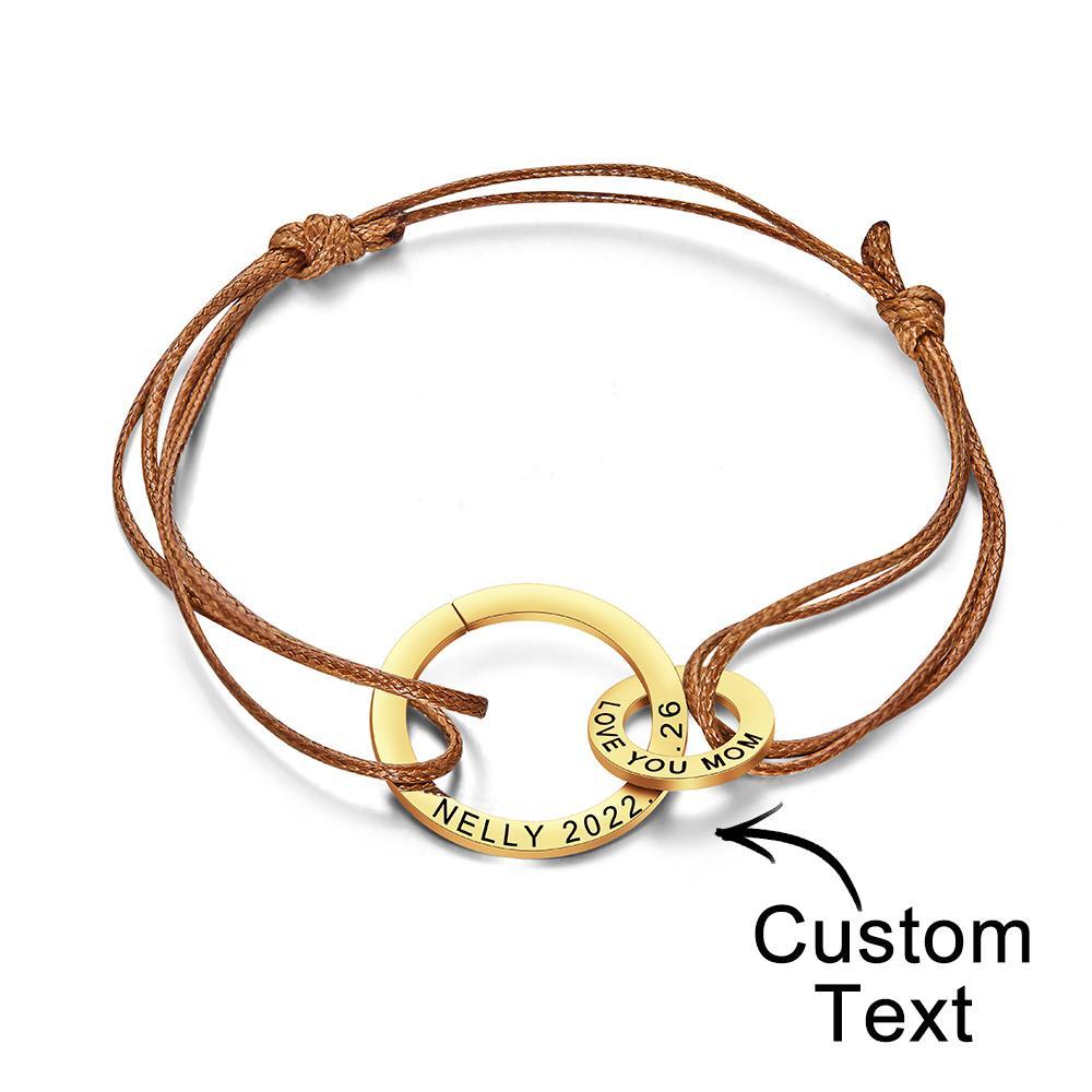 Custom Engraved Two Circles Bracelet Personalized Elegant Bracelet for Women - 