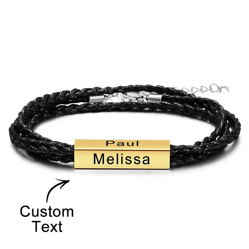 Custom Engraved Bracelet Around Engraved Weave Gifts for Man - soufeelus