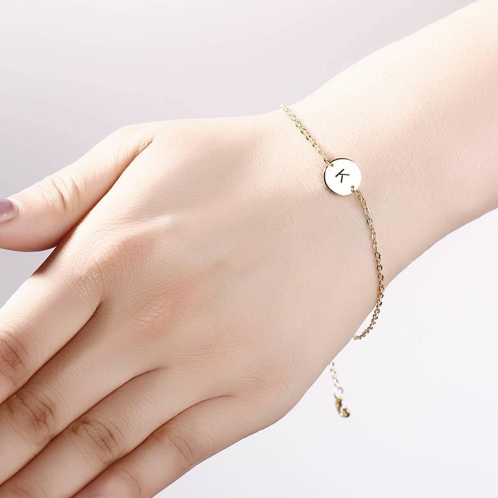 Initial Engraved Bracelet 14k Gold Plated - soufeelus