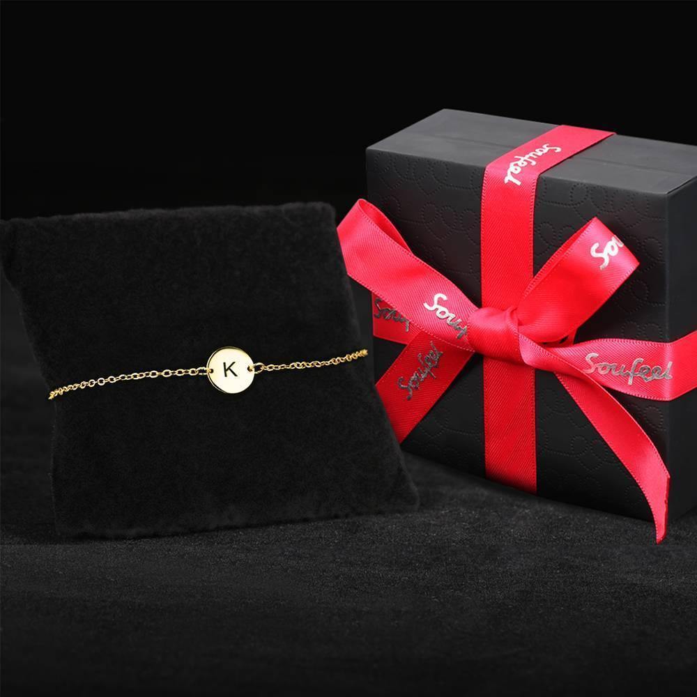 Initial Engraved Bracelet 14k Gold Plated - soufeelus