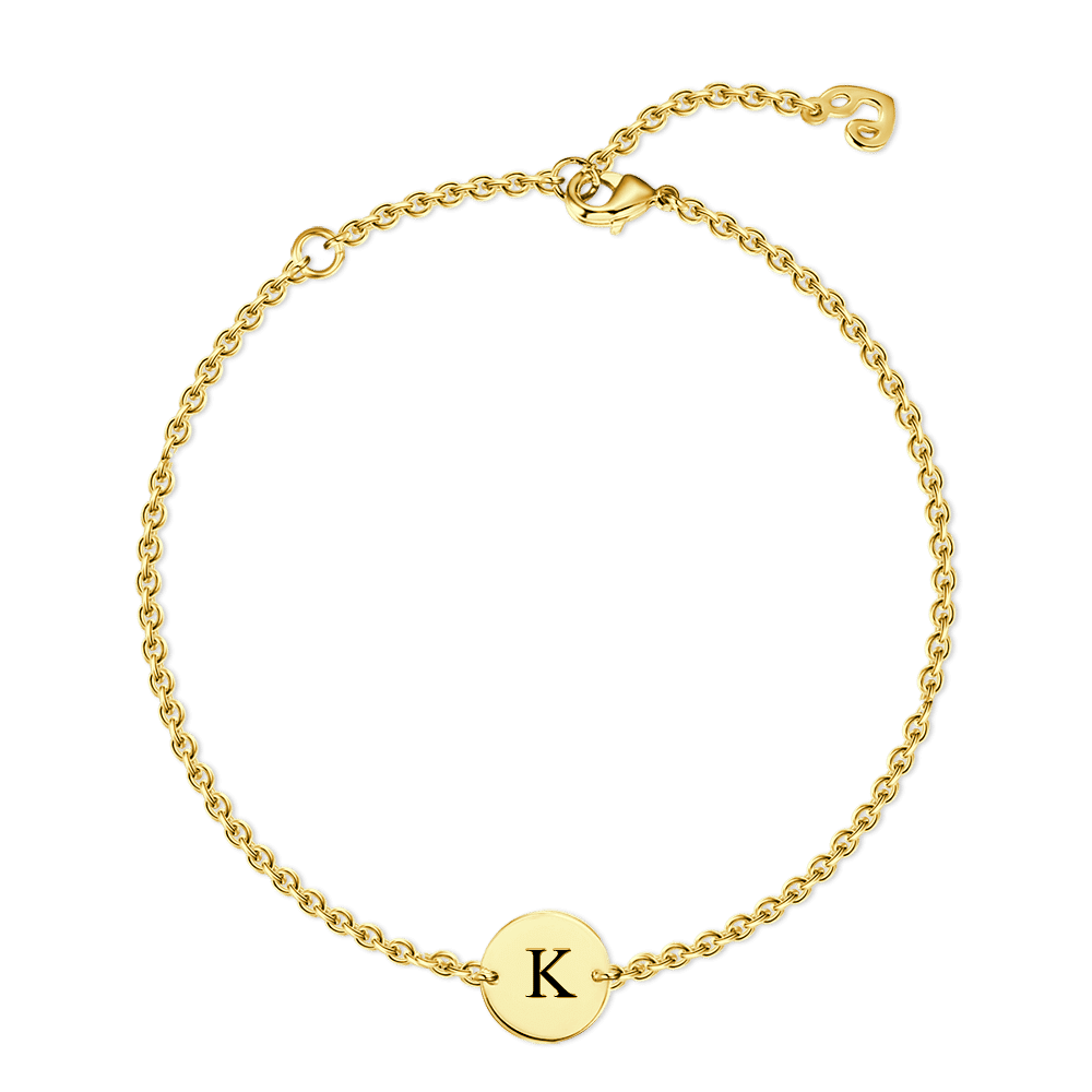 Initial Engraved Bracelet 14k Gold Plated - soufeelus