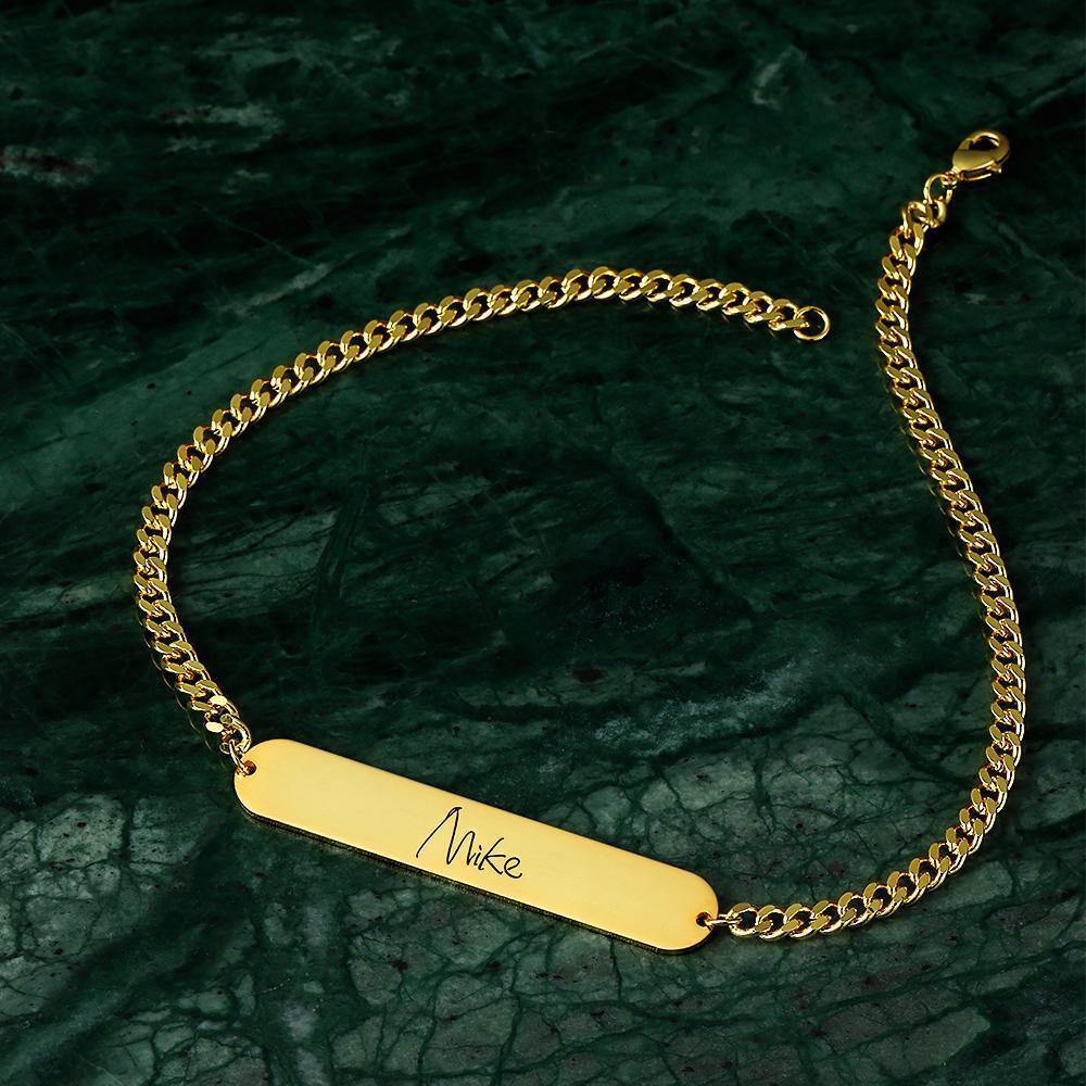 Men's Bracelet Old English Name Bracelet Custom Gift 14k Gold Plated - soufeelus
