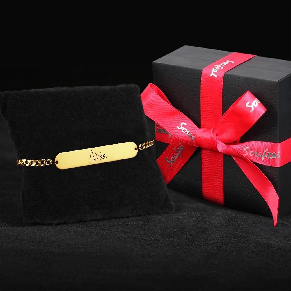 Men's Bracelet Old English Name Bracelet Custom Gift 14k Gold Plated - soufeelus