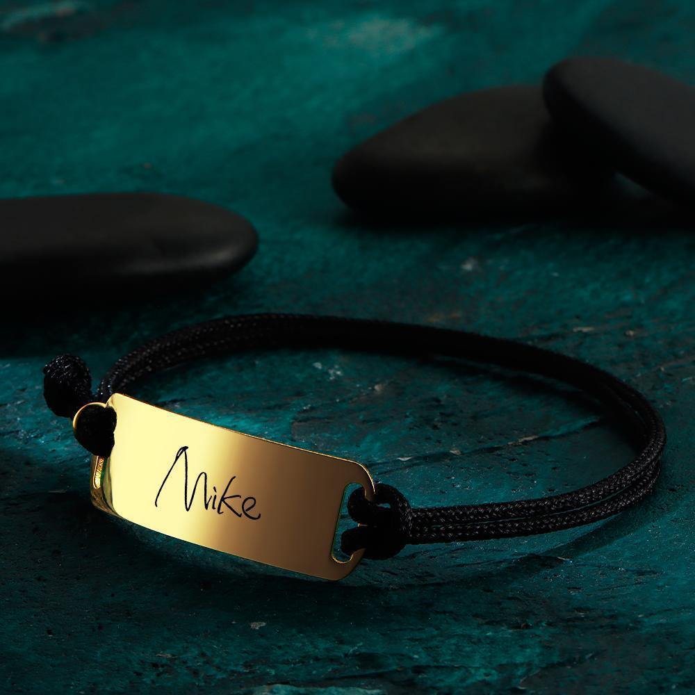 Custom Bracelet Chain Men's Bracelet with Individual Name Engraving Gift Partner Bracelet 14k Gold Plated - soufeelus