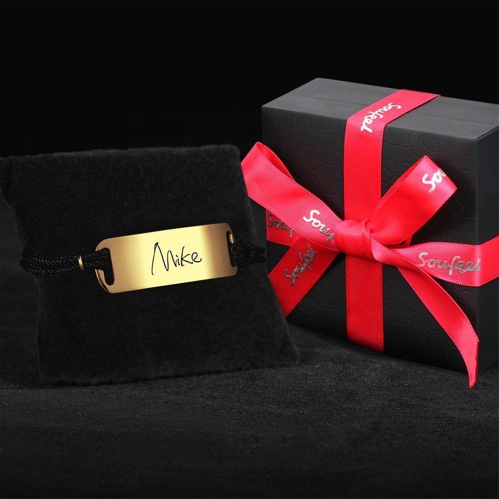 Custom Bracelet Chain Men's Bracelet with Individual Name Engraving Gift Partner Bracelet 14k Gold Plated - soufeelus