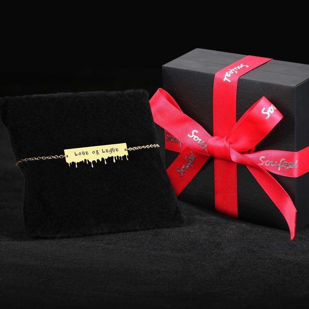 Custom Bracelet Name Bracelet Gifts for Girlfriend 14k Gold Plated - soufeelus