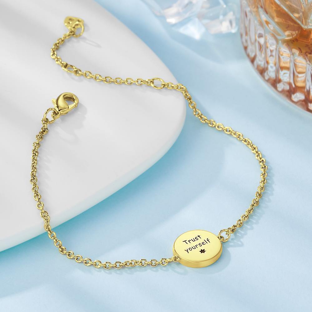Name Bracelet with Sunshine Good Luck Bracelet 14k Gold Plated - soufeelus
