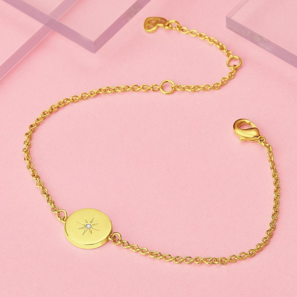 Name Bracelet with Sunshine Good Luck Bracelet 14k Gold Plated - soufeelus