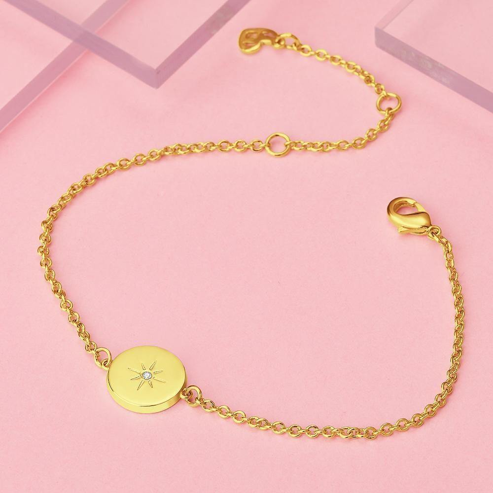 Name Bracelet with Sunshine  Good Luck Bracelet 14k Gold Plated Silver - soufeelus