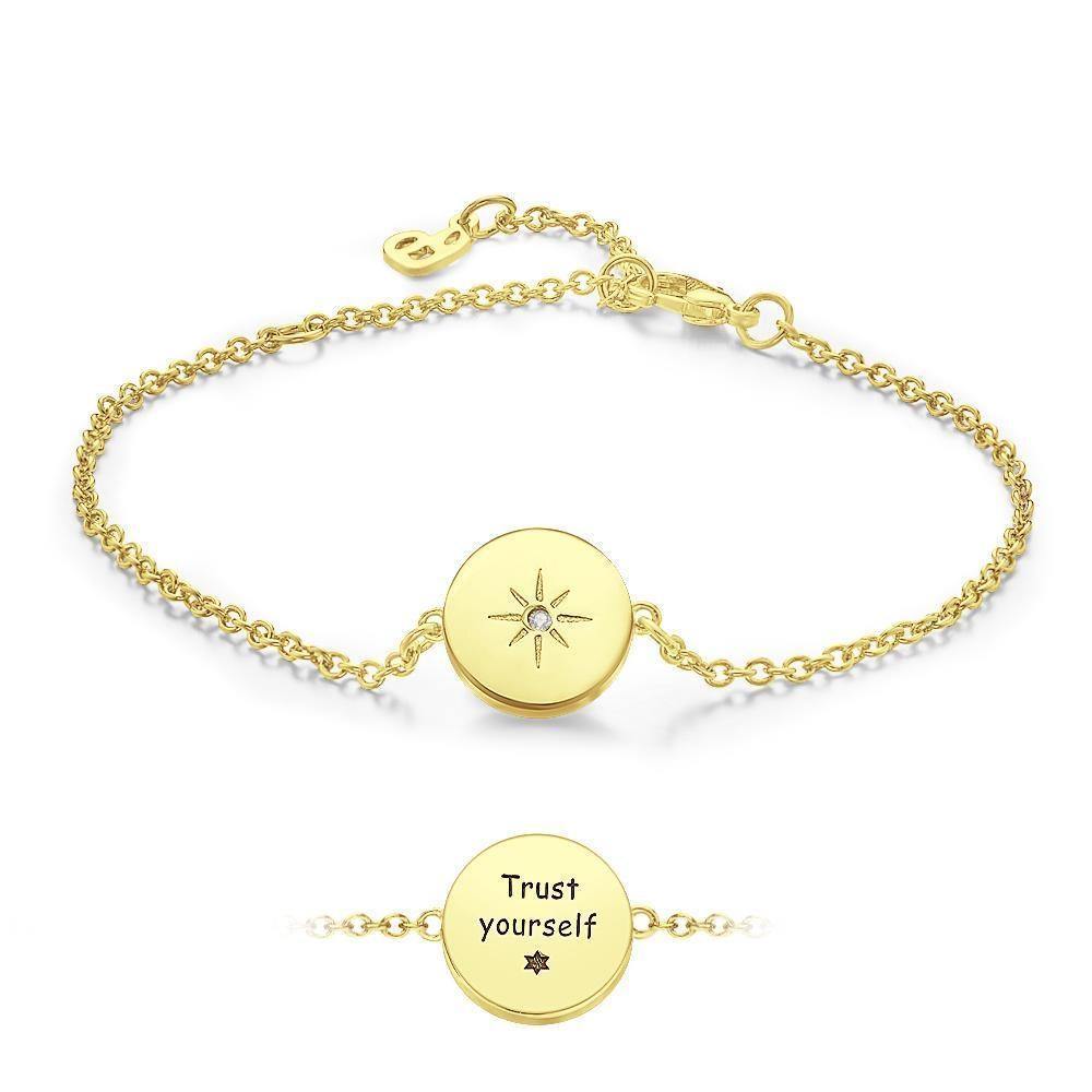 Engraved Bracelet with Sunshine Bracelet Gift for Her Rose Gold Plated Silver - soufeelus