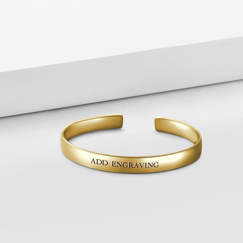 Engraved Bangle 14k Gold Plated Silver - soufeelus