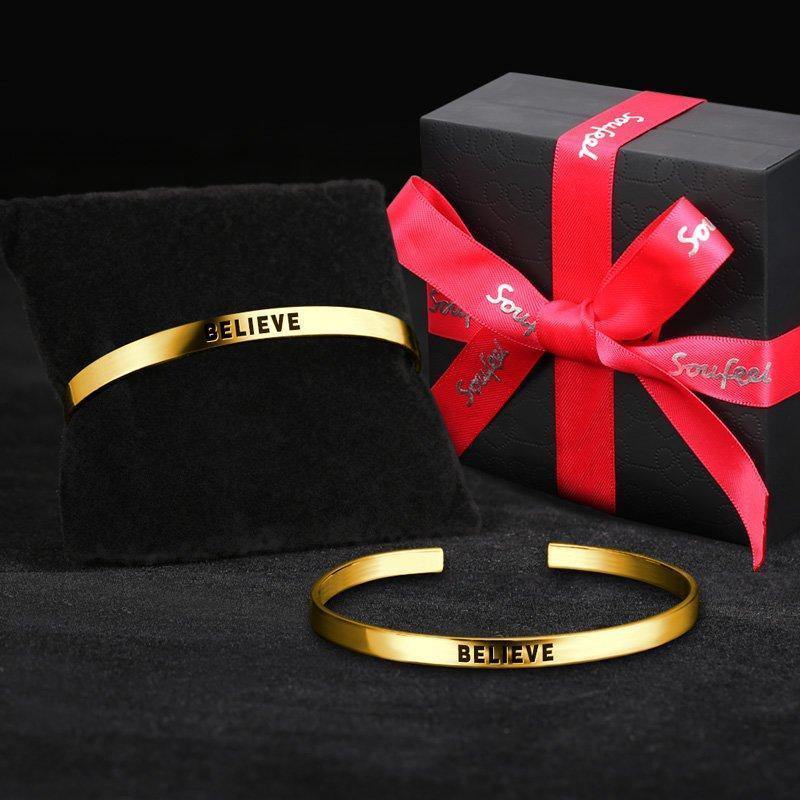 Engraved Bangle 14k Gold Plated - soufeelus