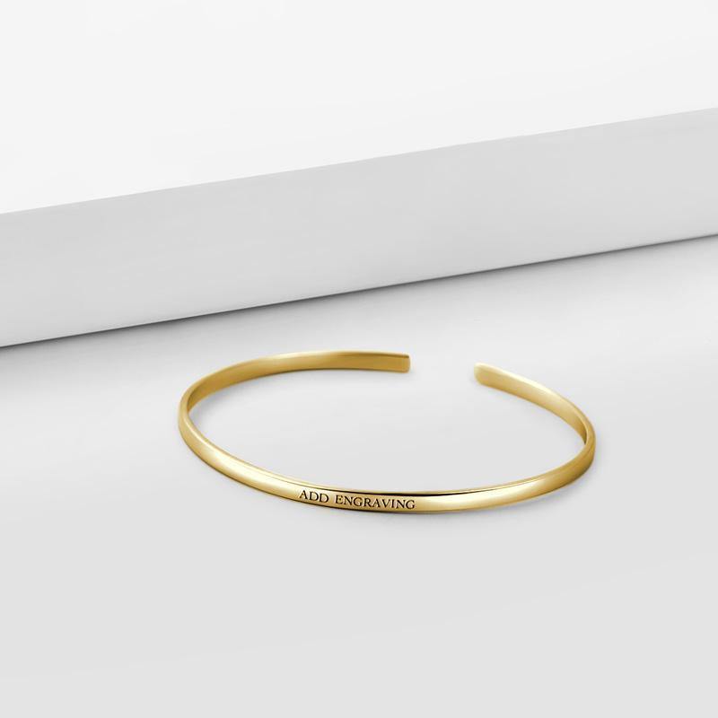 Engraved Bangle 14k Gold Plated Silver - soufeelus
