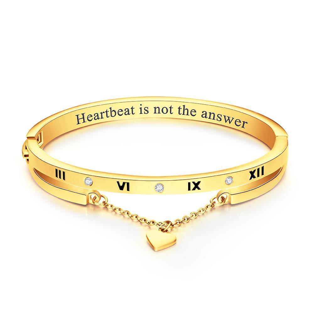 Custom Engraved Bracelet with Heart Numeral Bracelet for Lovers