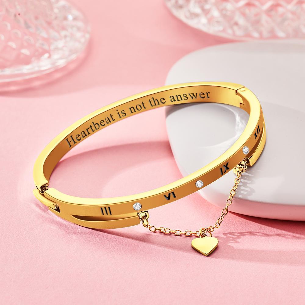 Custom Engraved Bracelet with Heart Numeral Bracelet for Lovers