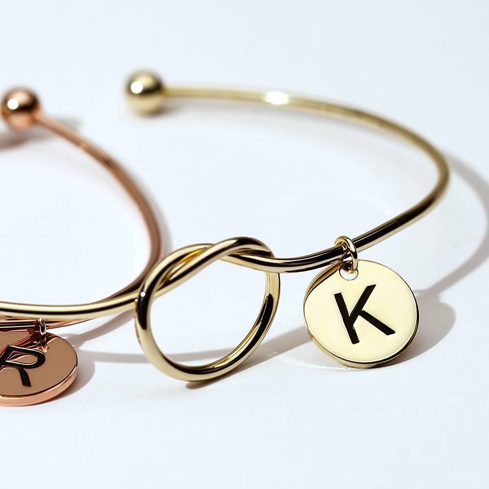 Engraved Initial Name Bangle 14k Gold Plated - soufeelus