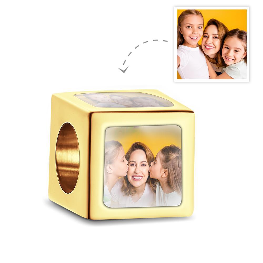 Custom Four-Sided Photo Charm Square Copper Charm Creative Gift For Mom - soufeelus