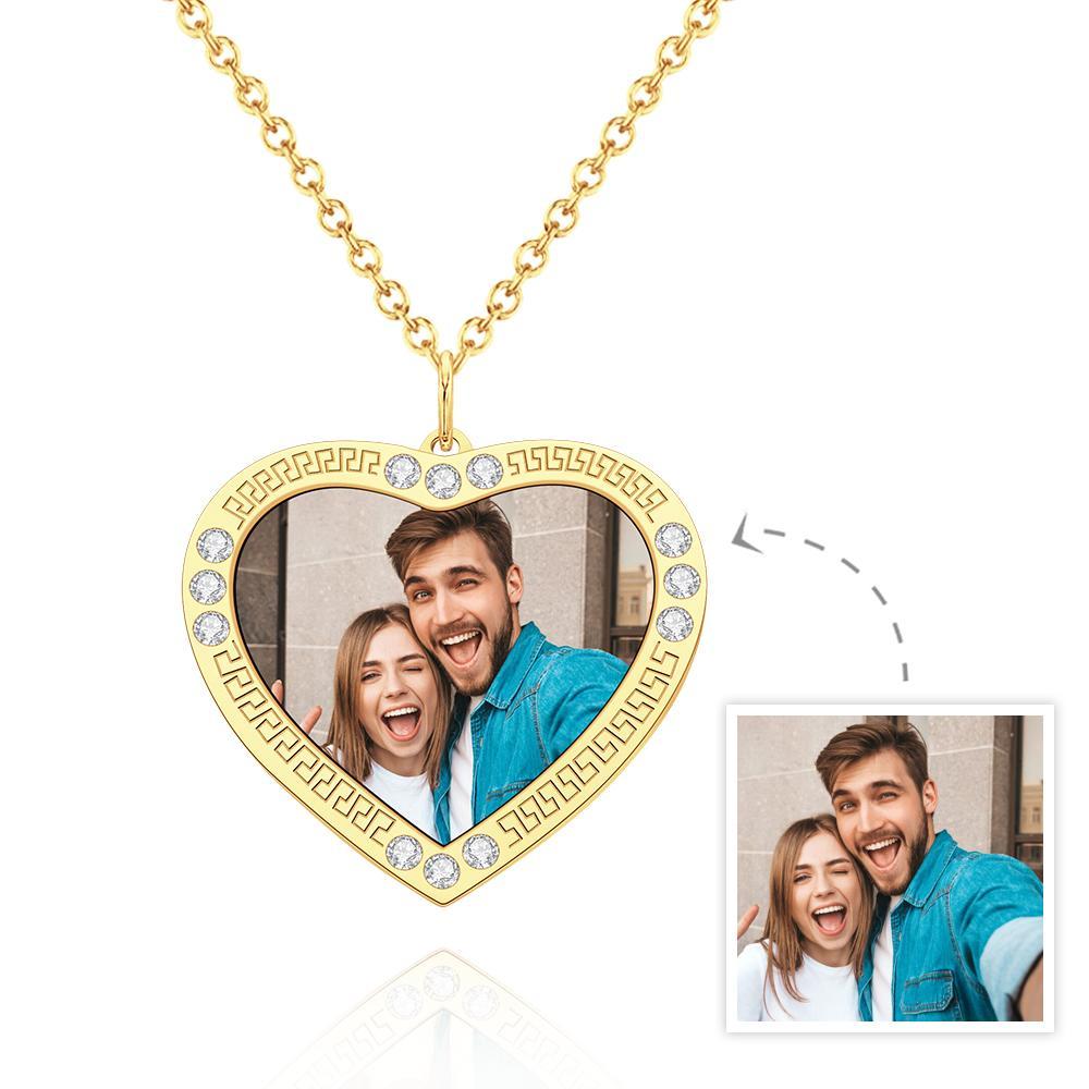 Custom Photo Necklace Heart Diamond Simple Couple Gifts - soufeelus