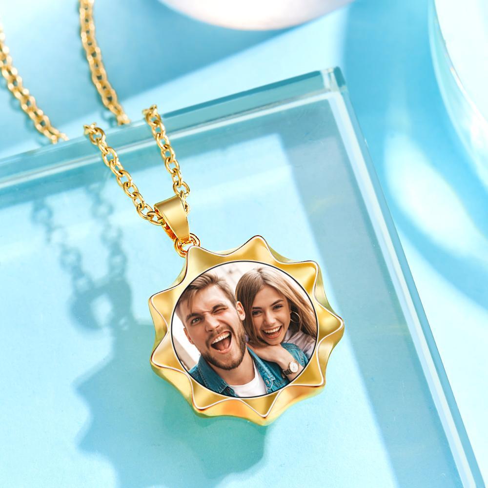 Custom Photo Necklace Sun Flower Simple Creative Gifts - soufeelus