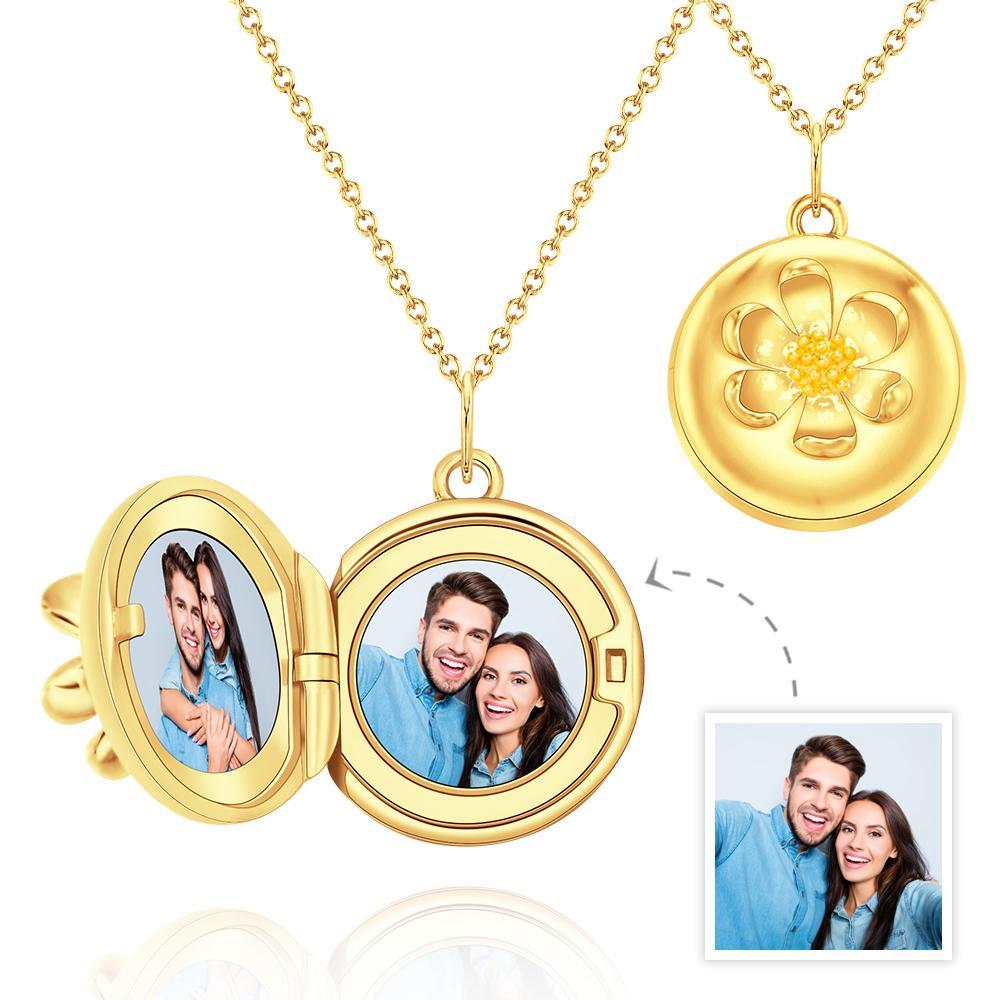 Custom Photo Necklace Daisy Pendant Creative Couple Gifts - soufeelus